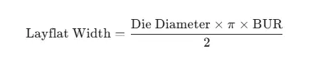 Technical formula for calculating blown film layflat width based on die diameter and BUR
